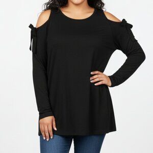 'In Every Story' Black Cold Shoulder Top Shirt Blouse Size 1x